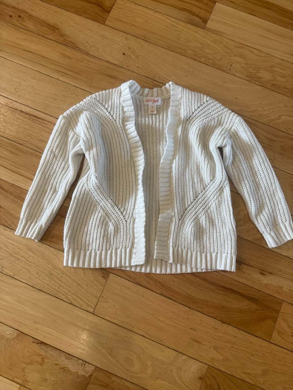 Cat & Jack Toddler Girls' Chunky Knit Open Front Cardigan, White, Size 3T
